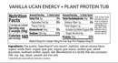 Vanilla Energy + Protein Powder (Plant Based)